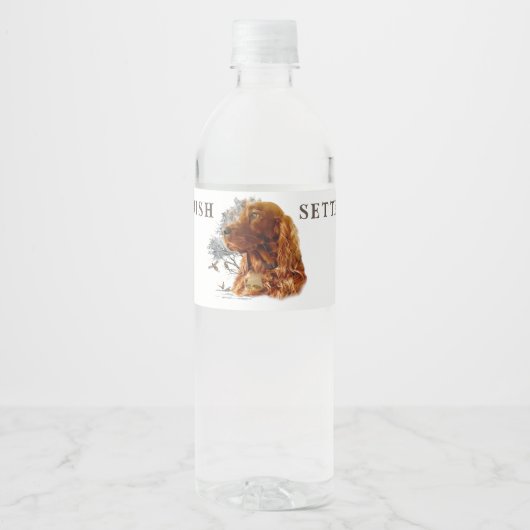 irischer Setter mit Fasant Wasserflaschenetikett (Vorderseite)