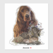 irischer Setter mit Holzhaken Aufkleber (Blatt)