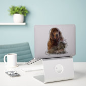 irischer Setter mit Holzhaken Aufkleber (Laptop auf Schreibtisch)