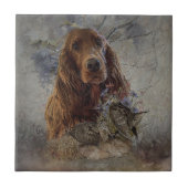 irischer Setter mit Holzhaken Fliese (Vorderseite)