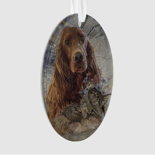 irischer Setter mit Holzhaken Ornament (Vorderseite)