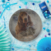 irischer Setter mit Holzhaken Pappteller (Party)