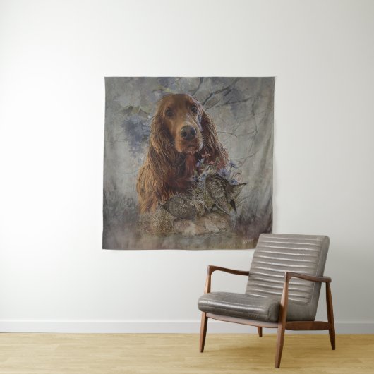 irischer Setter mit Holzhaken Wandteppich (Beispiel)