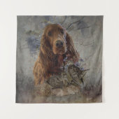 irischer Setter mit Holzhaken Wandteppich (Vorderseite)