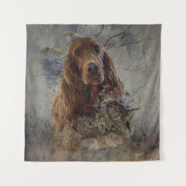 irischer Setter mit Holzhaken Wandteppich