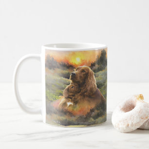 irischer Setter mit Welpe Kaffeetasse