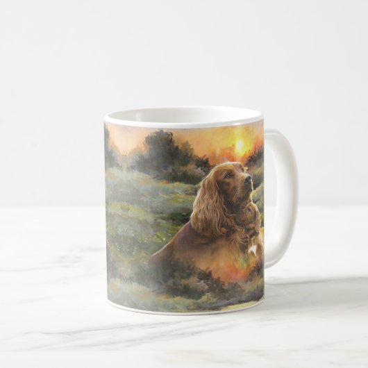 irischer Setter mit Welpe Kaffeetasse (VorderseiteRechts)