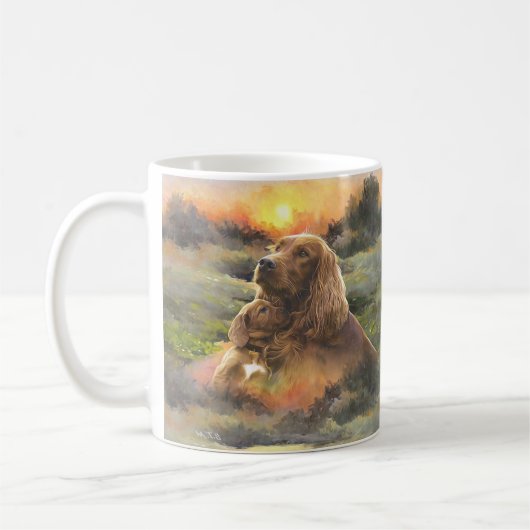 irischer Setter mit Welpe Kaffeetasse (Links)