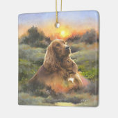 irischer Setter mit Welpe Keramikornament (Links)