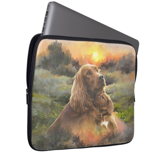 irischer Setter mit Welpe Laptopschutzhülle (Vorne Rechts)