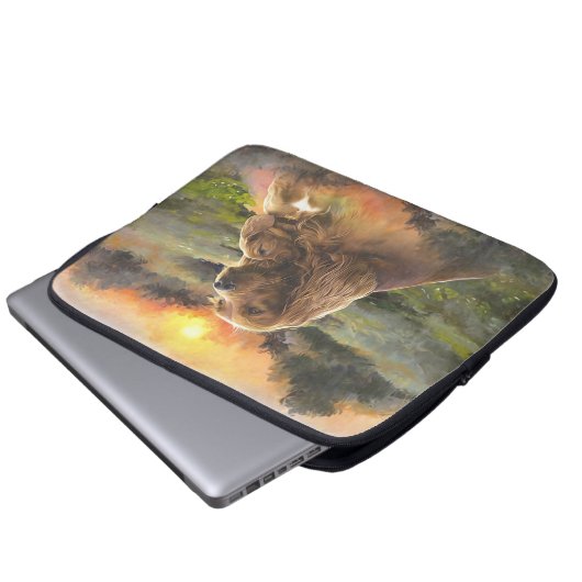 irischer Setter mit Welpe Laptopschutzhülle (Vorne Knopf)