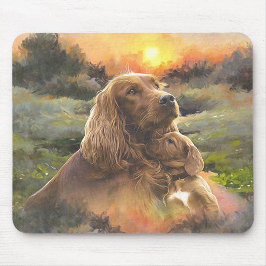 irischer Setter mit Welpe Mousepad (Vorne)