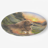 irischer Setter mit Welpe Pappteller (Schrägansicht)