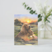 irischer Setter mit Welpe Postkarte (Stehend Vorderseite)