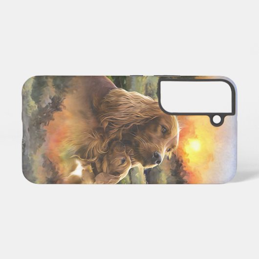 irischer Setter mit Welpe Samsung Galaxy Hülle (Rückseite (Horizontal))