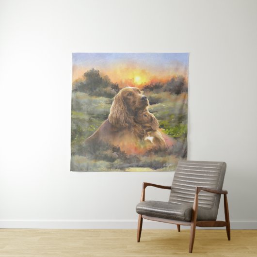 irischer Setter mit Welpe Wandteppich (Beispiel)