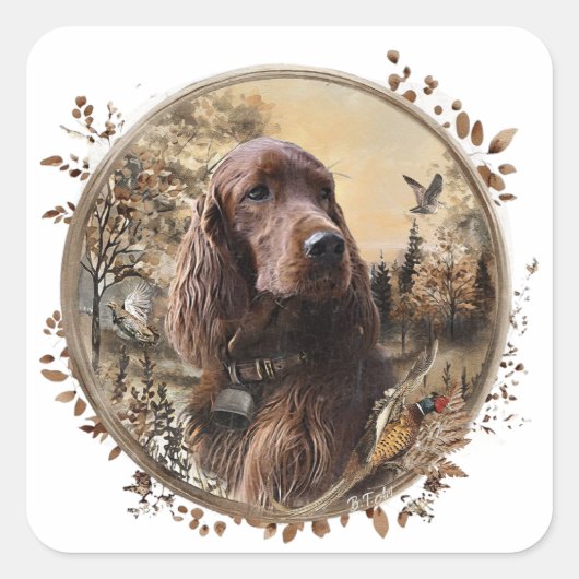 Irischer Setter Quadratischer Aufkleber (Vorderseite)