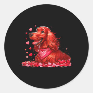 Irischer Setter Valentine Hearts Hund Männer Fraue Runder Aufkleber