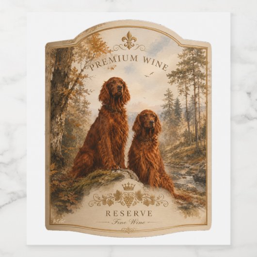 Irischer Setter Weinetikett (Einzelnes Label)