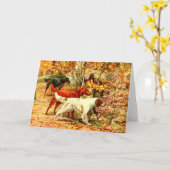 Irischer Setthund für die Waldjagd im Herbst Vinta Karte (Gelbe Blume)