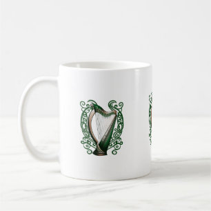 Irischer Shamrock Harfe Kaffeetasse