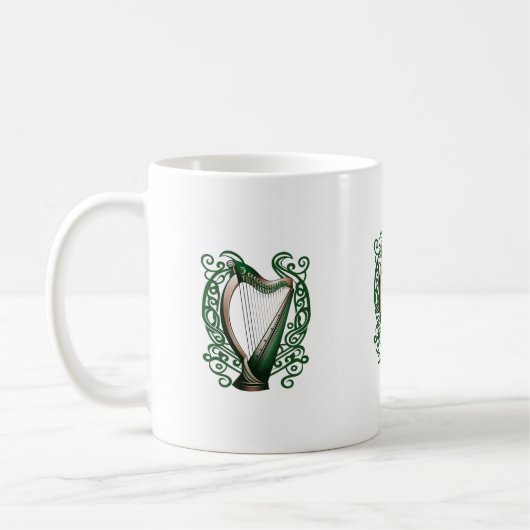 Irischer Shamrock Harfe Kaffeetasse (Links)