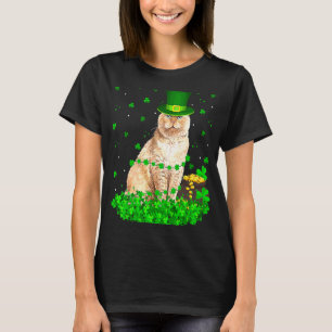 Irischer Shamrock Kobold Scottish Fold Katze S Pat T-Shirt
