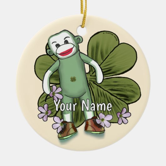 Irischer Sockenaffe Keramik Ornament (Vorne)