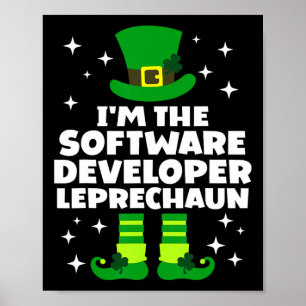 irischer Softwareentwickler Leprechaun St. Patrick Poster