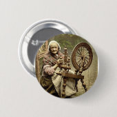 Irischer Spinner und Spinnrad. Co. Galway, Irel Button (Vorne & Hinten)