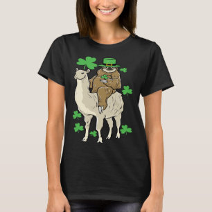 Irischer St. Paddys Tag Faultier Reitender Kobold T-Shirt