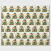 Irischer St. Patrick's Day Teddybär Geschenkpapier (Flach)