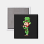 Irischer St. Patricks Tag Leprechaun spielt Flöte  Magnet (Vorderseite/Rückseite)