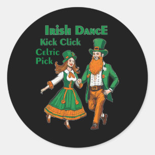 Irischer Tanz Kick Click Tanz St Patricks Day Iris Runder Aufkleber