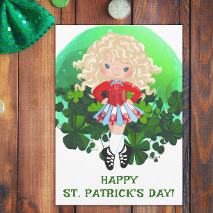 Irischer Tanz St. Patrick's Day Grüne Shamrocks Karte