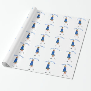 Irischer Tänzer Blond in Blau Geschenkpapier