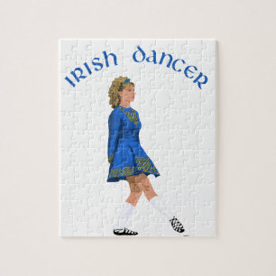 Irischer Tänzer Blond in Blau Puzzle