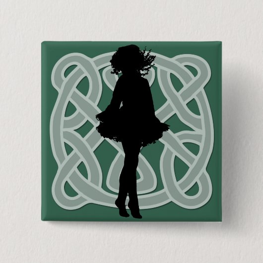 Irischer Tänzer-keltischer grüner Knopf Button (Vorderseite)