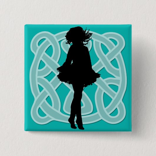 Irischer Tänzer-keltischer hellblauer Knopf Button (Vorderseite)