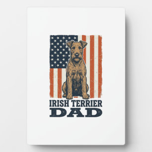 Irischer Terrier Vater Patriotisch Vintage Fotoplatte