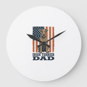 Irischer Terrier Vater Patriotisch Vintage Große Wanduhr