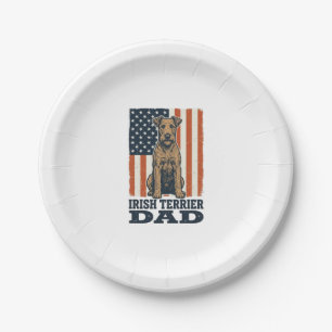 Irischer Terrier Vater Patriotisch Vintage Pappteller
