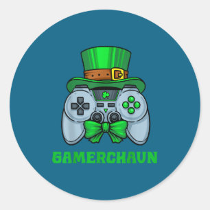Irischer Videospiel-Controller St. Patrick's Day G Runder Aufkleber