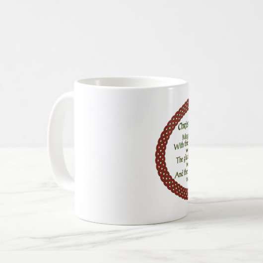 Irischer Weihnachtssegen, roter grüner keltischer Kaffeetasse (Vorderseite Links)