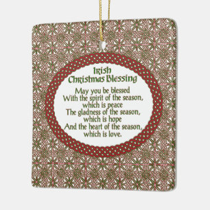 Irischer Weihnachtssegen, roter grüner keltischer Keramikornament