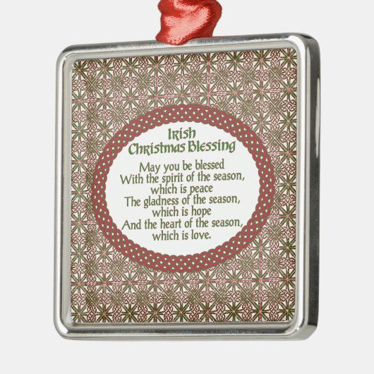 Irischer Weihnachtssegen, roter grüner keltischer Ornament Aus Metall (Links)