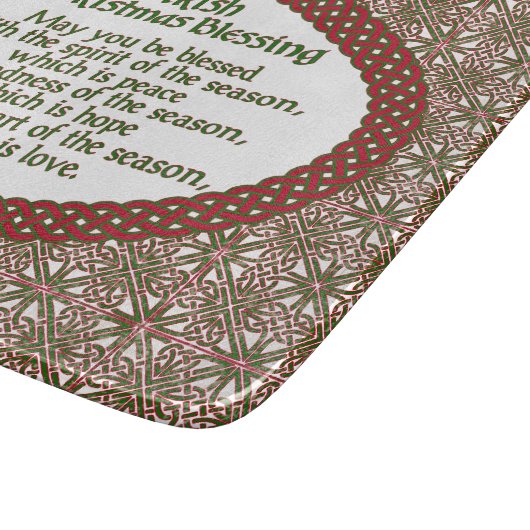 Irischer Weihnachtssegen, roter grüner keltischer Schneidebrett (Ecke)