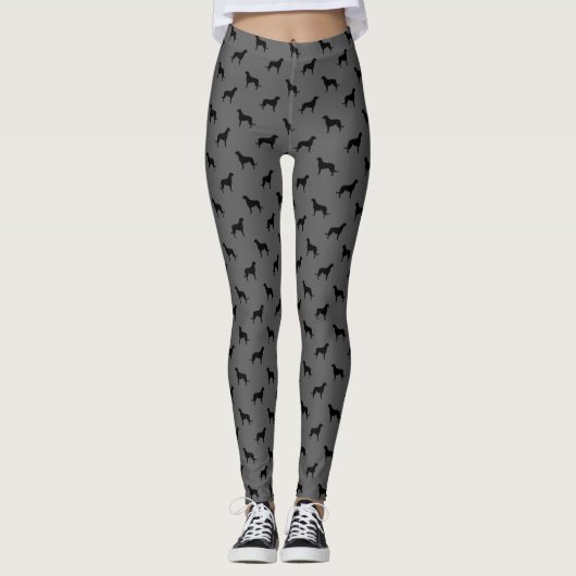 Irischer Wolfhound-Silhouette-Muster Leggings (Vorderseite)