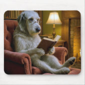 Irischer Wolfshund Hund liest ein Buch Mousepad (Vorne)
