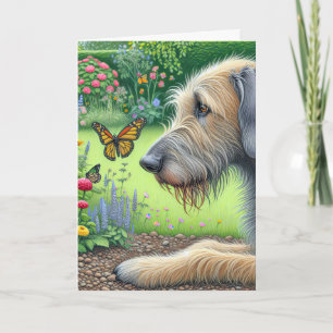 Irischer Wolfshund mit Schmetterlingen Karte